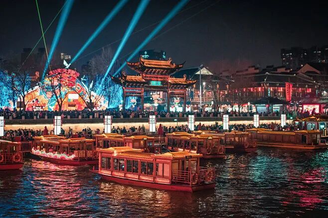 南京夫子庙城市景区游船灯光夜景-花瓣网